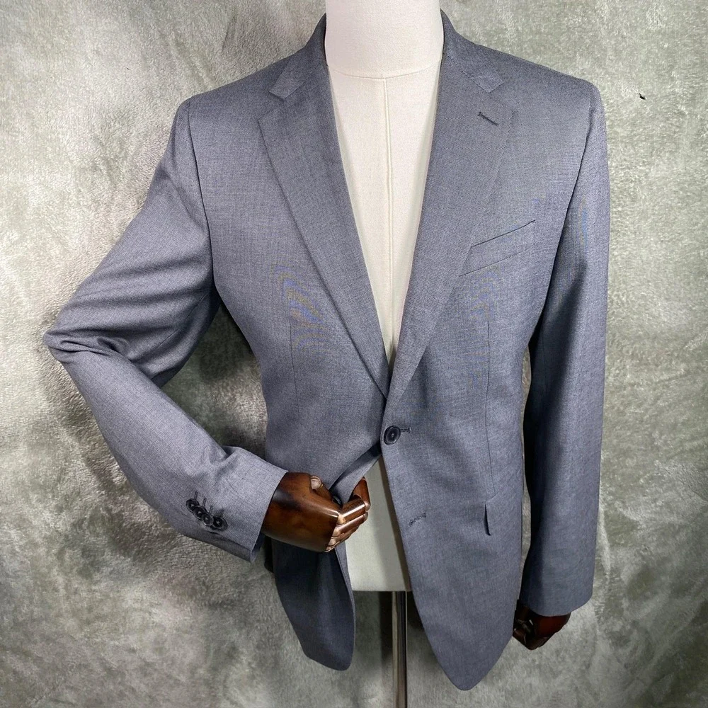Banana Republic Jacket Mens 40R Gray Slim Fit Sharkskin Blazer Sport‎ Coat Suit